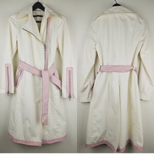 Mackage Pink & White Belted Trench Coat Raincoat EUC